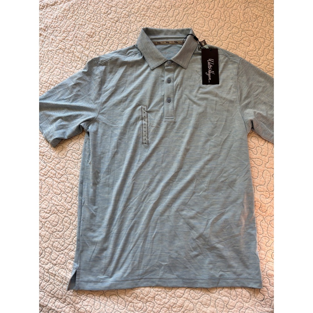 Walter Hagen Perfect 11 Championship Stripe Polo Shirt Light Blue Mens Small